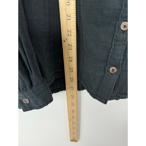 Pilcro Anthropologie Cotton Double Gauze Button Down Shirt 3X Black Minimalist - Picture 7 of 11
